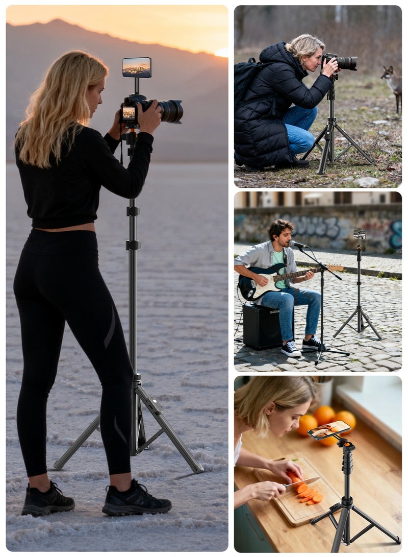 TONEOF 173cm Upgraded Magnetic Phone Camera Tripod Stand with Remote & Phone Holder, Tripod for Travel/Video Recording,Tall Smartphone Tripod Compatible with iPhone/Android/Projector/Photography Light/Camera - Image 4