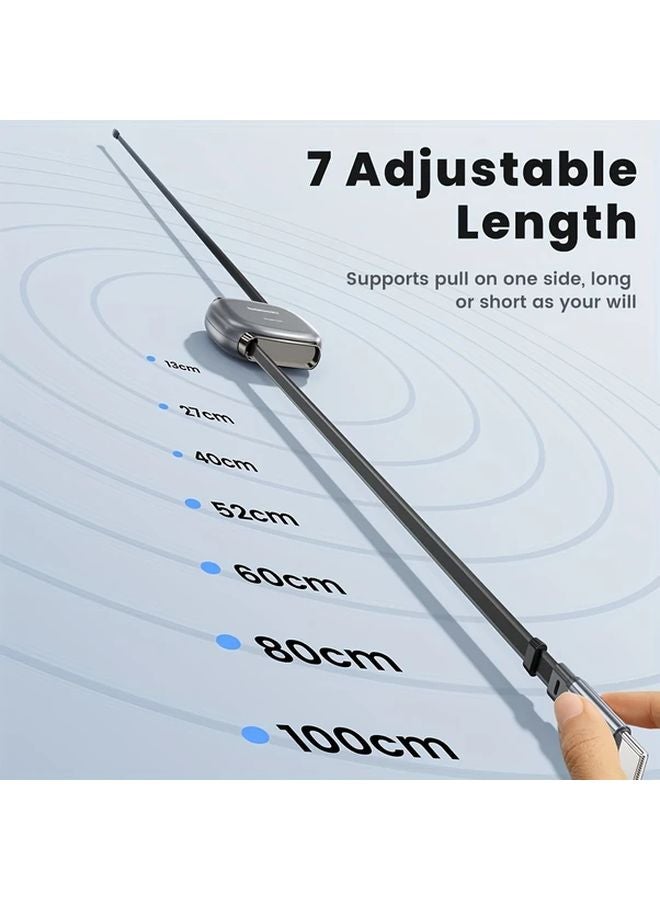 Gray Toocki 100W Fast Charge Retractable Type C Cable for Huawei Xiaomi - Image 3