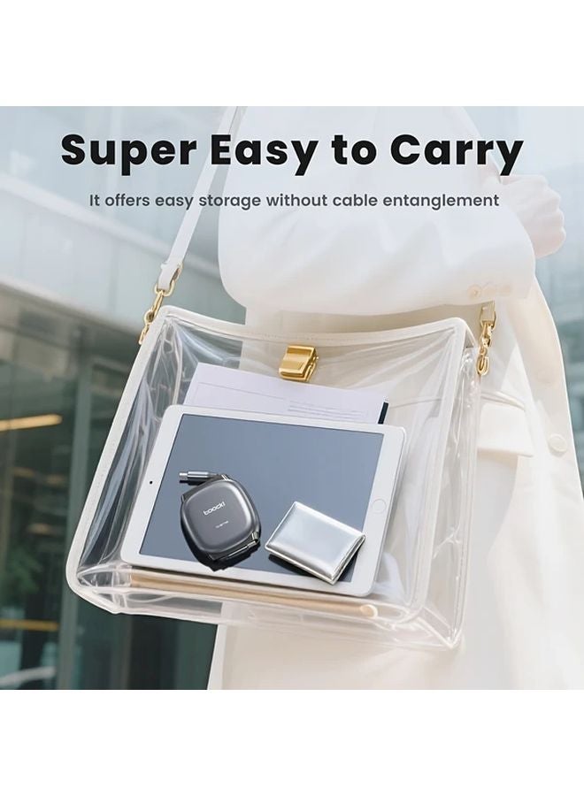 Gray Toocki 100W Fast Charge Retractable Type C Cable for Huawei Xiaomi - Image 5