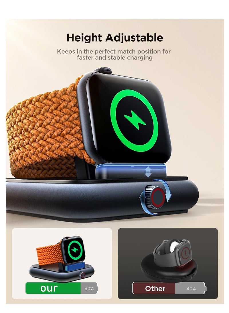 Y&D Portable Magnetic Charging Dock for Apple Watch, Detachable Wireless Fast Watch Charger Stand with Cable, Compatible Series 9 8 7 SE 6 5 4 3 2 (Black) - Image 2
