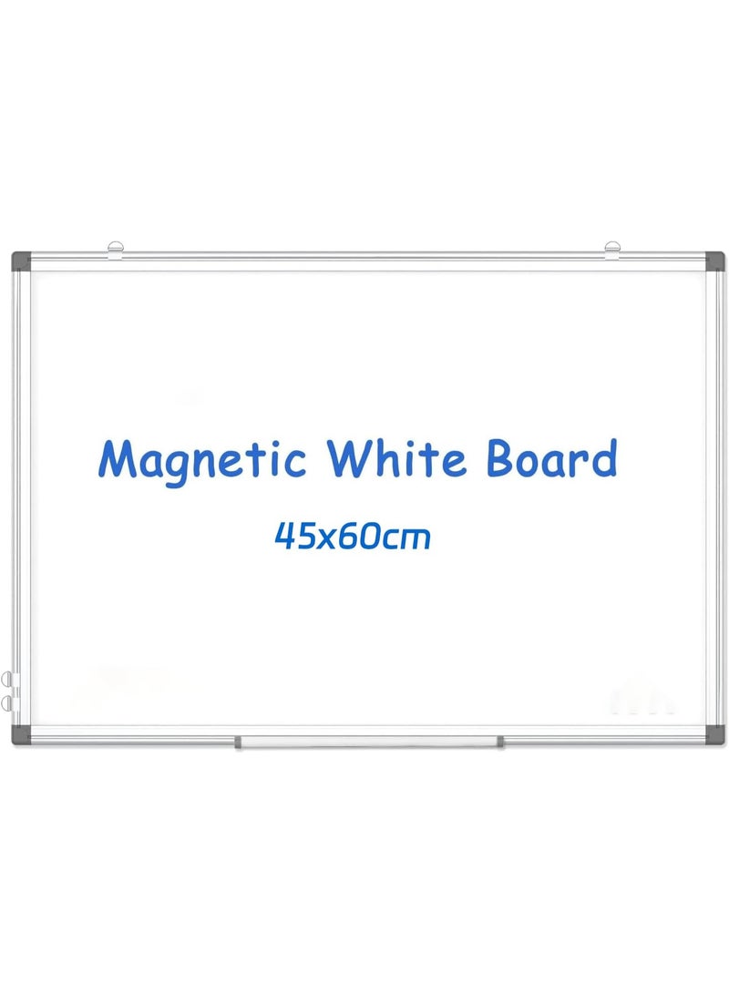 HI-FINE Double-Sided White Board,45 x 60cm Dry Erase Board Magnetic Whiteboard for Wall,Hanging Mounted Whiteboard Silver Aluminium Frame for Home,School,Office,Kitchen - Image 1