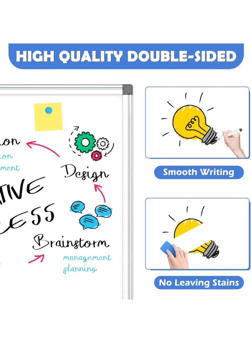 HI-FINE Double-Sided White Board,45 x 60cm Dry Erase Board Magnetic Whiteboard for Wall,Hanging Mounted Whiteboard Silver Aluminium Frame for Home,School,Office,Kitchen - Image 3