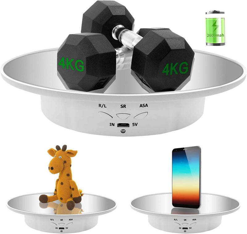 ZLMONDEE Motorized Rotating Display Stand787inch 176LB Load Mirror Covered 360 Degree Turntable Display Stand for Photography Products and Shows Max Load 8KG 20CM Video Show White