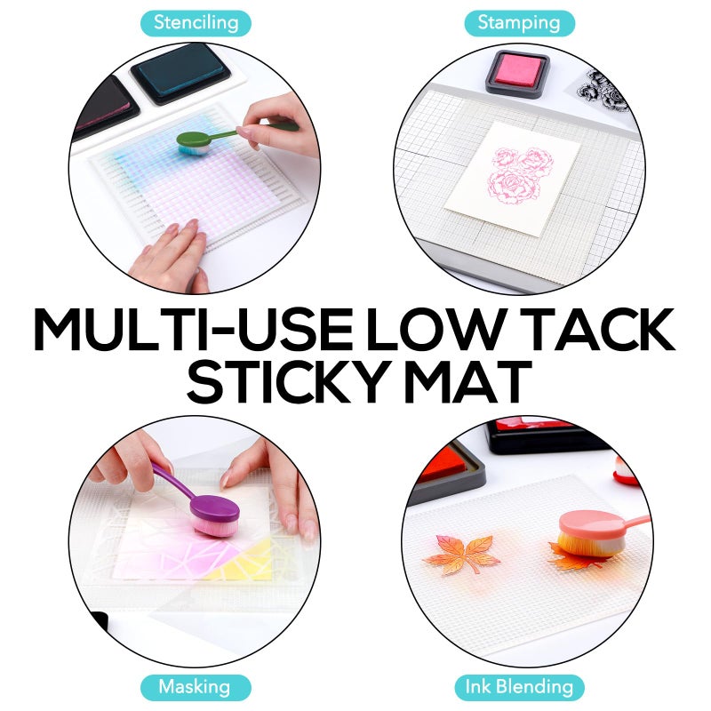 BAOFALI 8.25x8.25inch Low Tack Sticky Mat with Grid for Stamping Stenciling Ink Blending Clear Photopolymer Craft Low Tacky Mat Stamp Mat and Fixed Stamp Blending DIY Projects Paper Card Scrapbooking - Image 3