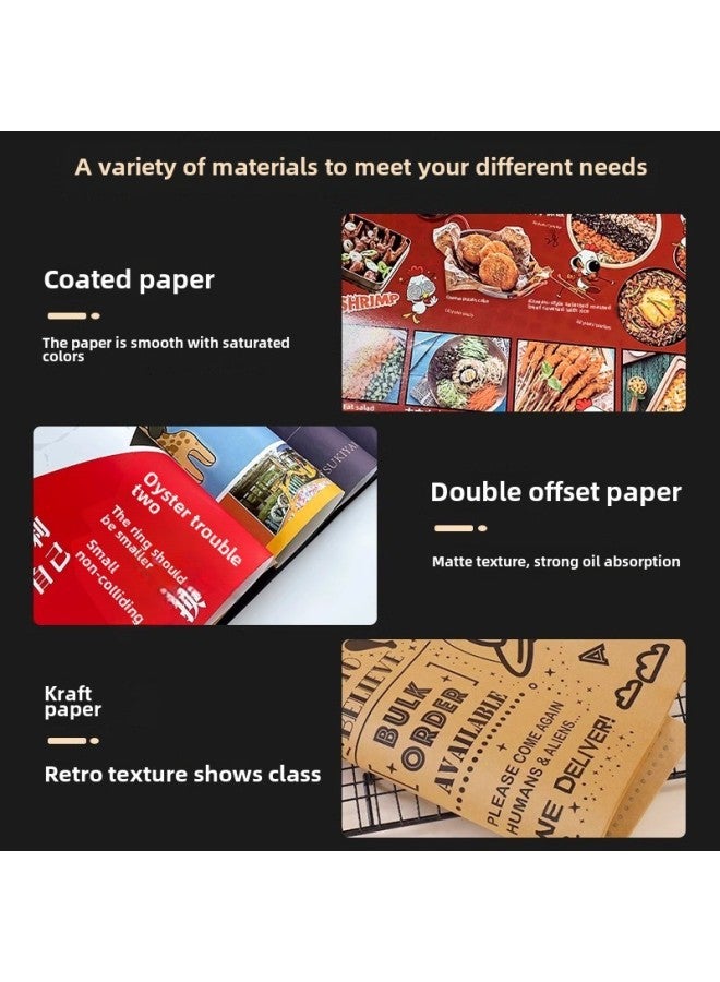 Barbecue Special Disposable Mat Paper Commercial Western-style Japanese Cuisine Oil-proof Takeaway Hot Pot Tray Paper Printing Logo-Color:Customized Free Design/ready Shipped In Stock-Specifications:The Taste Of Life Is Qinghuan  500 Sheets  - Image 4