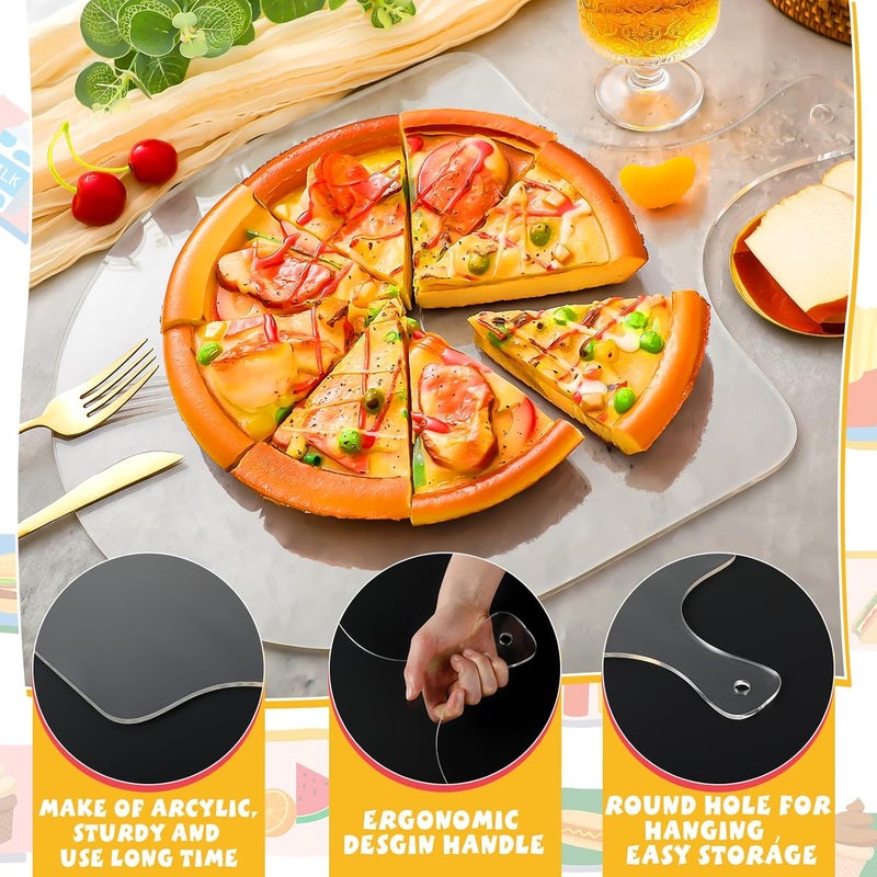 TPGP Yoande 2 Pcs Acrylic Pizza Peel 12 Inch Pizza Paddle Clear Pizza Boards with Handle - Image 4
