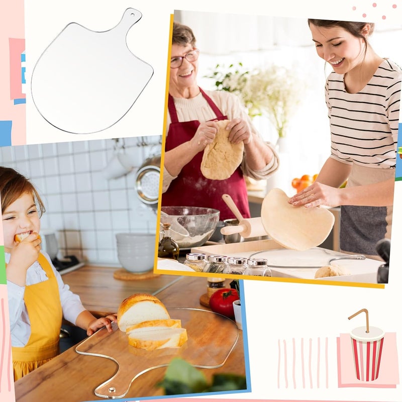 TPGP Yoande 2 Pcs Acrylic Pizza Peel 12 Inch Pizza Paddle Clear Pizza Boards with Handle - Image 5