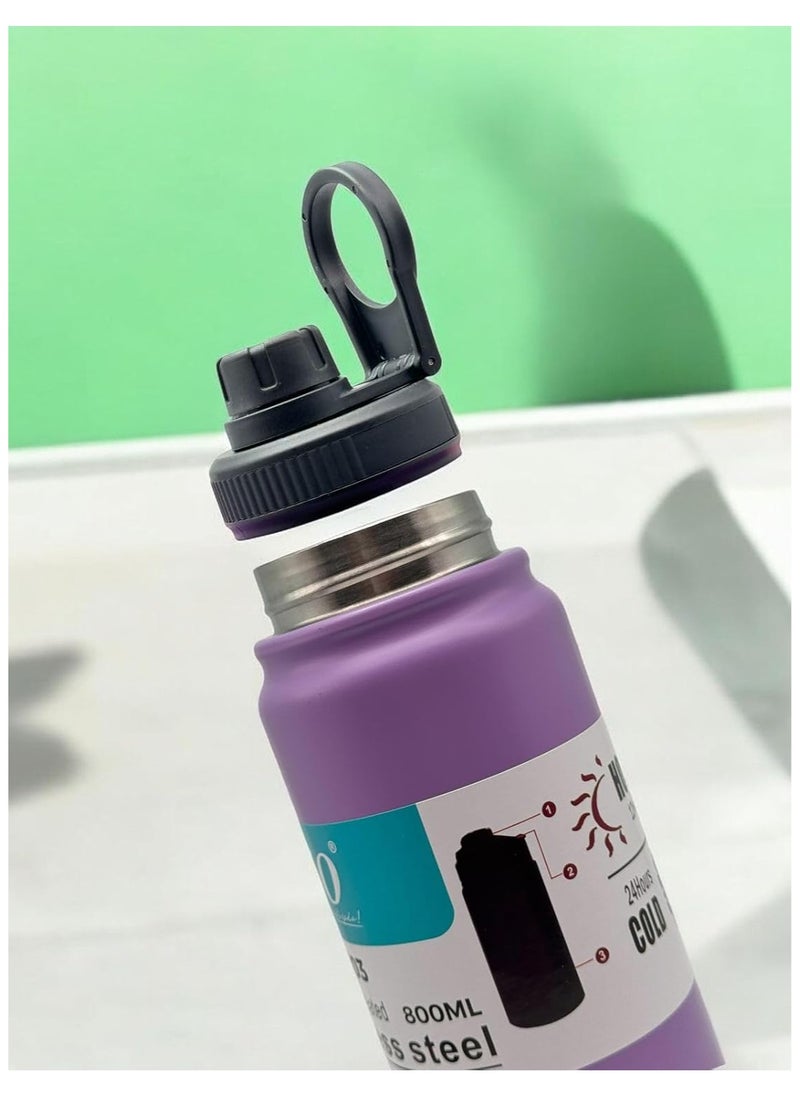 QSHOP - QSHOP® Thermal Bottle 800ml – with Ergonomic Handle for Easy Carry, Airtight Leak Proof Lock, Advanced Vacuum Insulation Technology to Keep Liquids Hot or Cold for a Long Time - Image 1