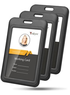 3 Pack Sliding Id Badge Holder, Heavy Duty Abs Plastic Work Name Card Holders For Office School Ids Credit Cards Proximity Key Cards Driver'S Licenses And Passes, Vertical Style Black - pzsku/Z9C58747B2D8261E9E455Z/45/_/1735214609/91863556-506c-4cc9-a24f-0af84c6ee867