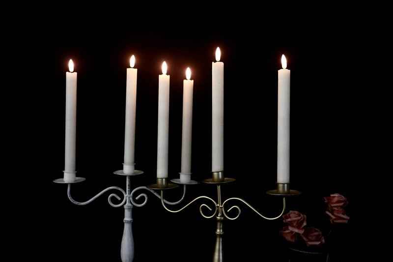 GenSwin Flameless Flickering Taper Candles with 2 Remote Controls and Timer, Real Wax 3D Wick Light Window Candles Battery Operated Pack of 8, Christmas Home Wedding Decor(White, 0.78 X 9.64 Inch) - Image 3
