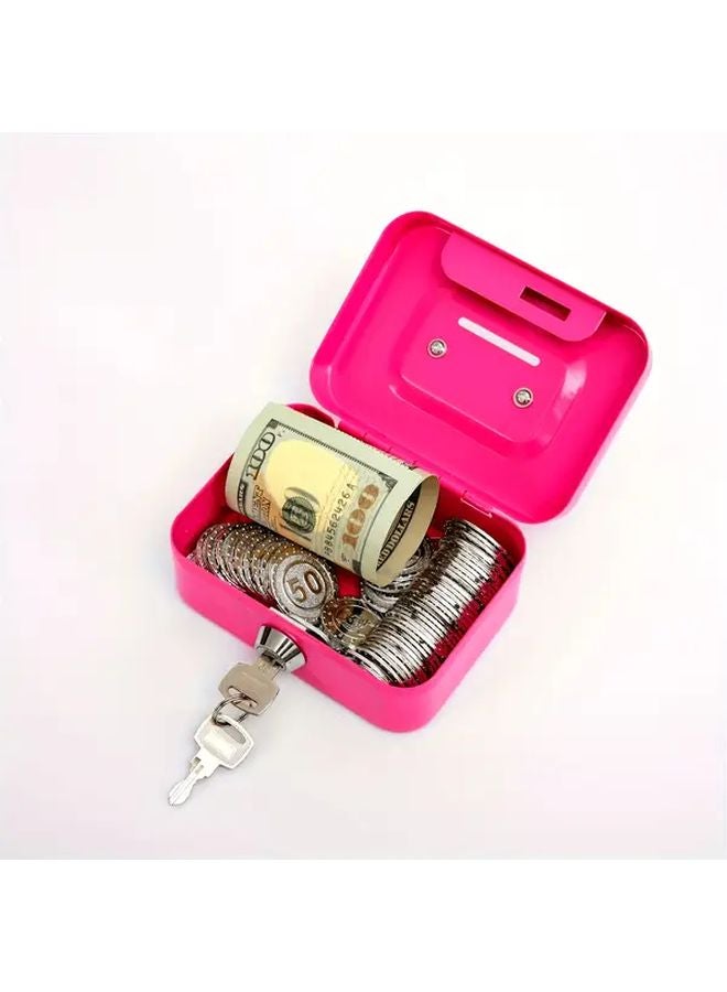 Pure Green Metal Key Lock Storage Box Money Safe Hard Case Coin Bank - Image 4
