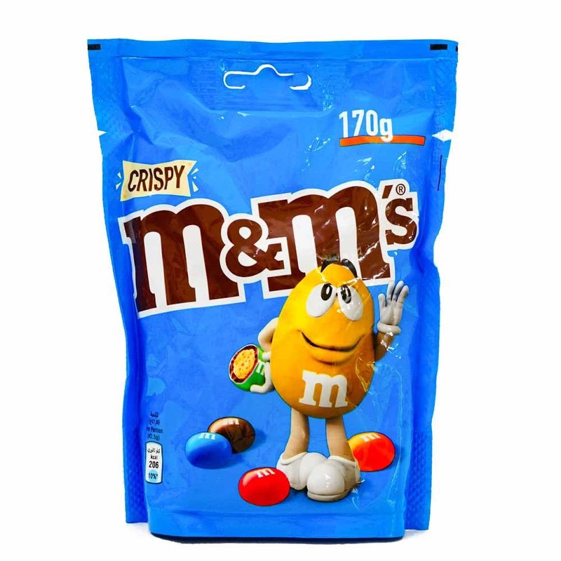 M&Ms Crispy Pouch, 170Gms, Bite-Sized Colorful Chocolates with a Crispy Outer Shell