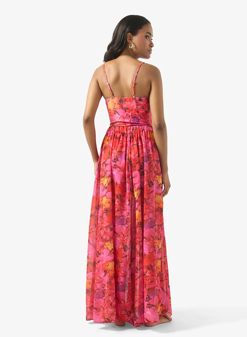 Soleira Printed Swimsuit With Beach Skirt