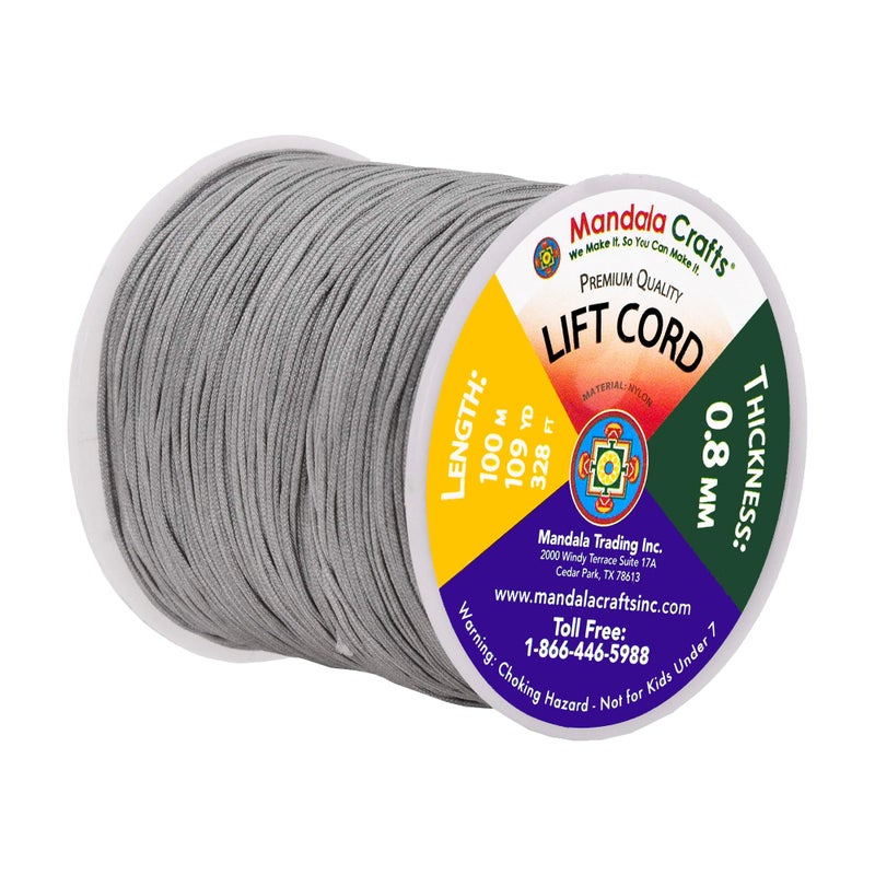 Mandala Crafts 2mm Gray Blind Strings Lift Shade Cord - 109 Yards Braided Nylon Cord for Roman Shades, Curtain String, and Blinds Repair or Replacement - Image 2