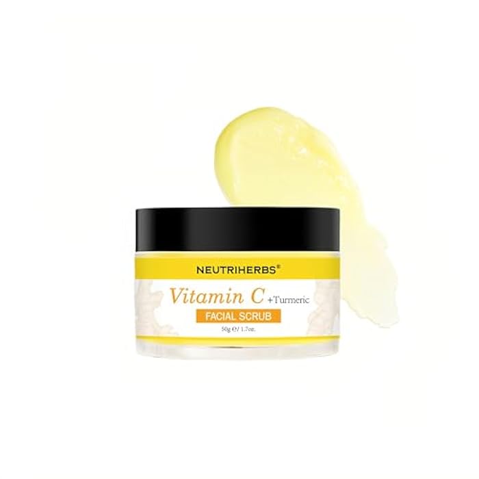 NEUTRIHERBS Turmeric Face Scrub, Exfoliating Scrub Cream with Vitamin C, Smooth, Brighten Skin - 1.76oz - Image 1