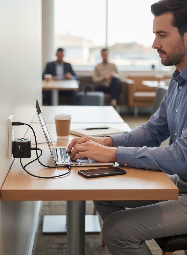 Wave High-Quality Universal Traveler Adapter – 100-250V, Fast USB Output 5.0, DC 10.5W, USB + USB + Type-C Ports – Safe Travel Adapter with one year Warranty- Overvoltage, Heat & EMI Protection - Image 2