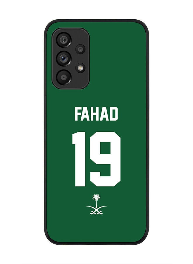 Stylizedd Rugged Black edge case for Samsung Galaxy A33 5G Slim fit Soft Case Flexible Rubber Edges Anti Drop TPU Gel Thin Cover - Football Team - Saudi Arabia Player Name - Fahad - Image 1