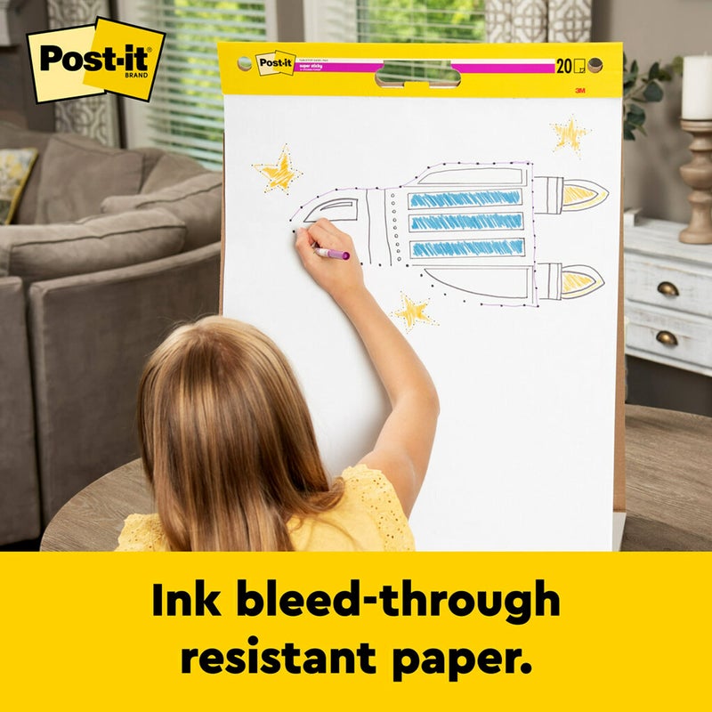 Post-it دفتر رسومات بوست-إت، حامل فني محمول، دفتر حامل طاولة ذاتي اللصق، 20 بوصة × 23 بوصة، 20 ورقة/دفتر، 2 دفاتر/عبوة (563R-DP) - Image 3