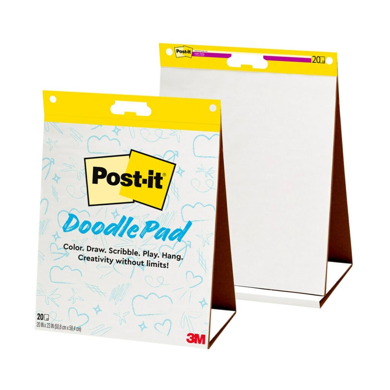 Post-it دفتر رسومات بوست-إت، حامل فني محمول، دفتر حامل طاولة ذاتي اللصق، 20 بوصة × 23 بوصة، 20 ورقة/دفتر، 2 دفاتر/عبوة (563R-DP) - Image 1