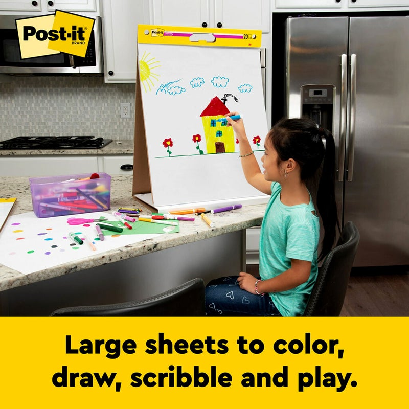 Post-it دفتر رسومات بوست-إت، حامل فني محمول، دفتر حامل طاولة ذاتي اللصق، 20 بوصة × 23 بوصة، 20 ورقة/دفتر، 2 دفاتر/عبوة (563R-DP) - Image 2