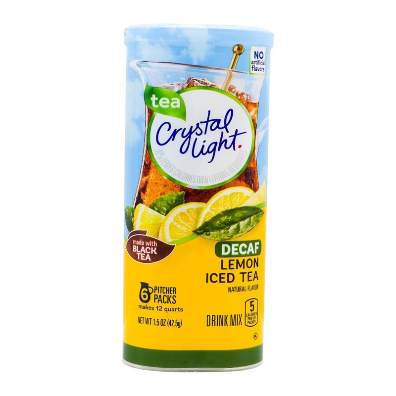 Crystal Light SugarFree Decaffeinated Lemon Iced Tea Naturally Flavored Powdered Drink Mix 6 Count Pitcher Packets - Image 3