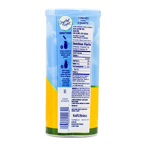 Crystal Light SugarFree Decaffeinated Lemon Iced Tea Naturally Flavored Powdered Drink Mix 6 Count Pitcher Packets - Image 5