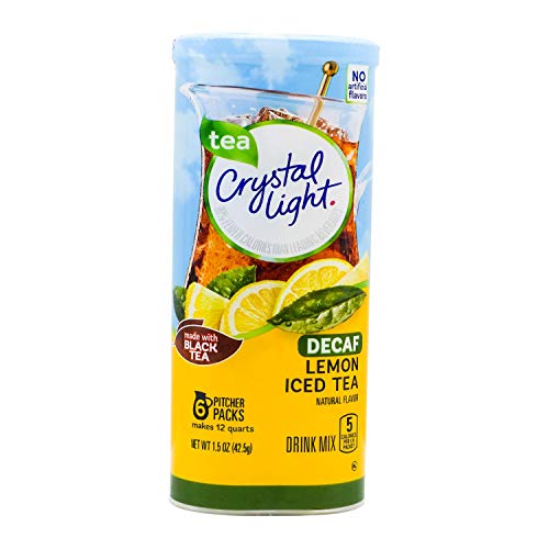 Crystal Light SugarFree Decaffeinated Lemon Iced Tea Naturally Flavored Powdered Drink Mix 6 Count Pitcher Packets - Image 1