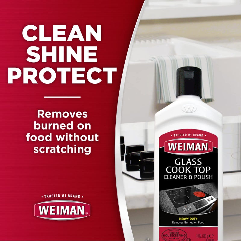 Weiman Glass Cooktop Heavy Duty Cleaner and Polish - 20 Ounce - Non-Abrasive No Scratch Induction Glass Ceramic Stove Top Cleaner and Polish (20 Oz Single (2-Pack)) - Image 3