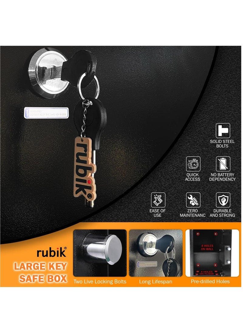 Rubik - Large Safe Box with Keys Operated Lock, Key Only Safety Locker for Home Office RB50K (50x35x30cm, Black) - Image 1