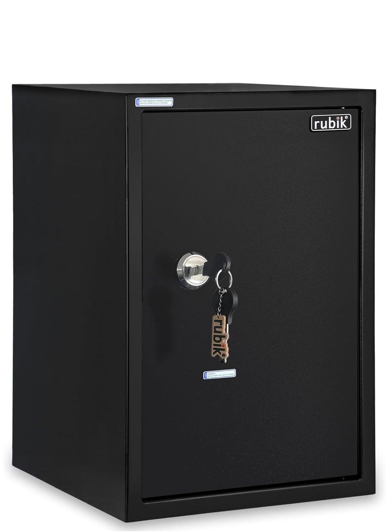 Rubik - Large Safe Box with Keys Operated Lock, Key Only Safety Locker for Home Office RB50K (50x35x30cm, Black) - Image 1