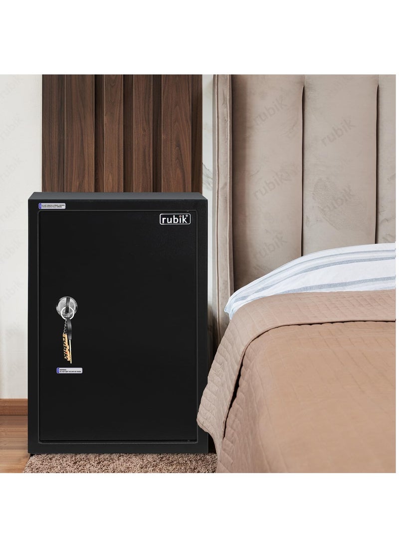 Rubik - Large Safe Box with Keys Operated Lock, Key Only Safety Locker for Home Office RB50K (50x35x30cm, Black) - Image 1