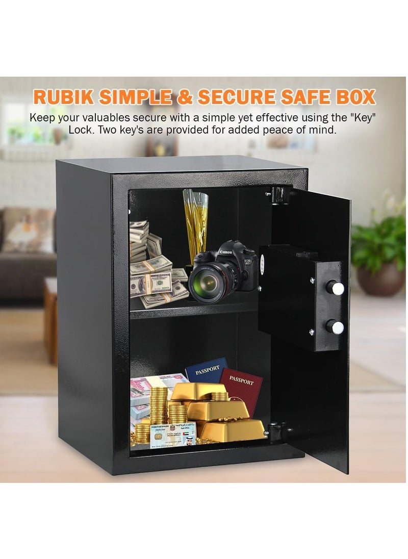 Rubik - Large Safe Box with Keys Operated Lock, Key Only Safety Locker for Home Office RB50K (50x35x30cm, Black) - Image 1