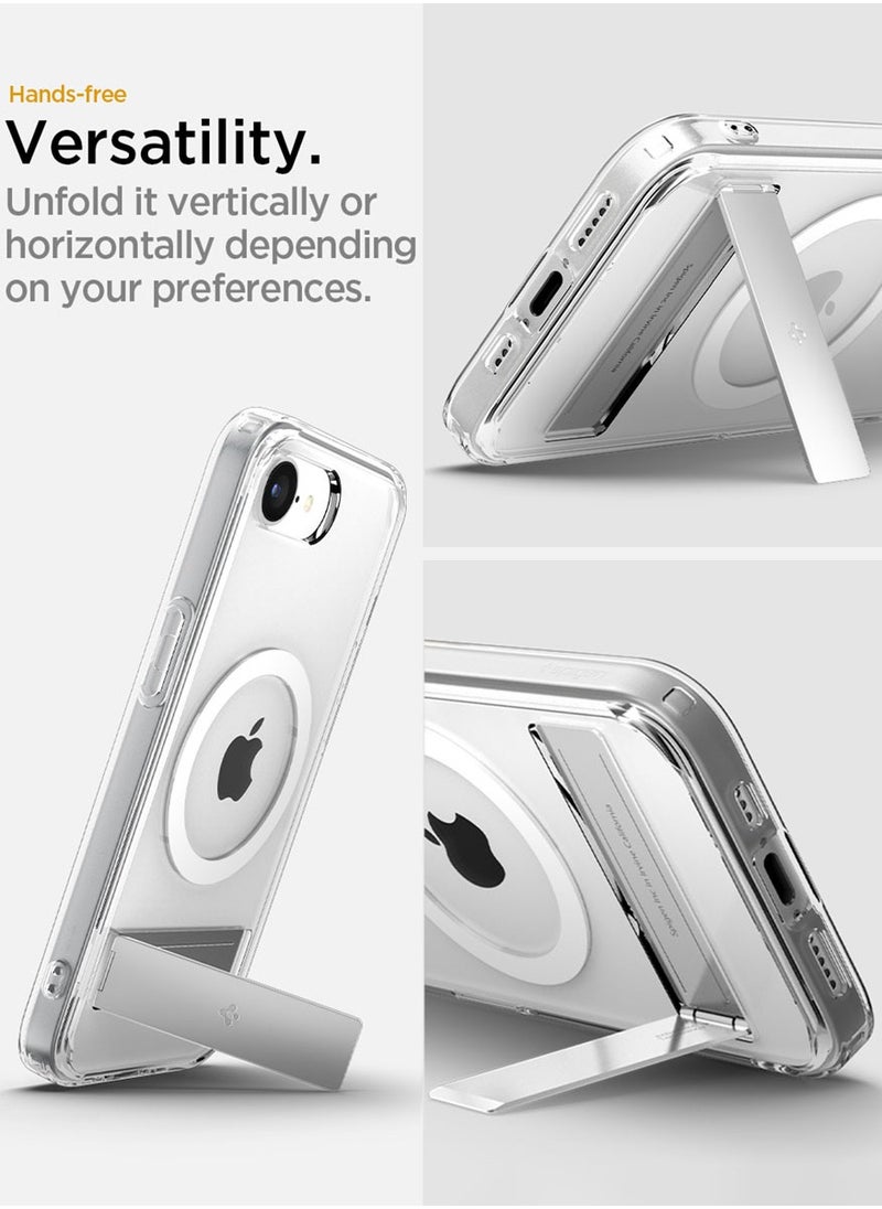 Spigen Ultra Hybrid S MagFit iPhone 16e Case Cover MagSafe with Kickstand - Clear White  - Image 4
