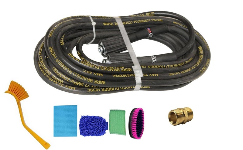 Digital Craft Hydraulic Pressure Washer Hose Pipe 3263PSI M2215 14mm High Pressure Washer Hose Spray Water Hydraulic Pressure Washer Pipe 10MTRHousekeeping 5 Item SetPipe Joint Connector M22