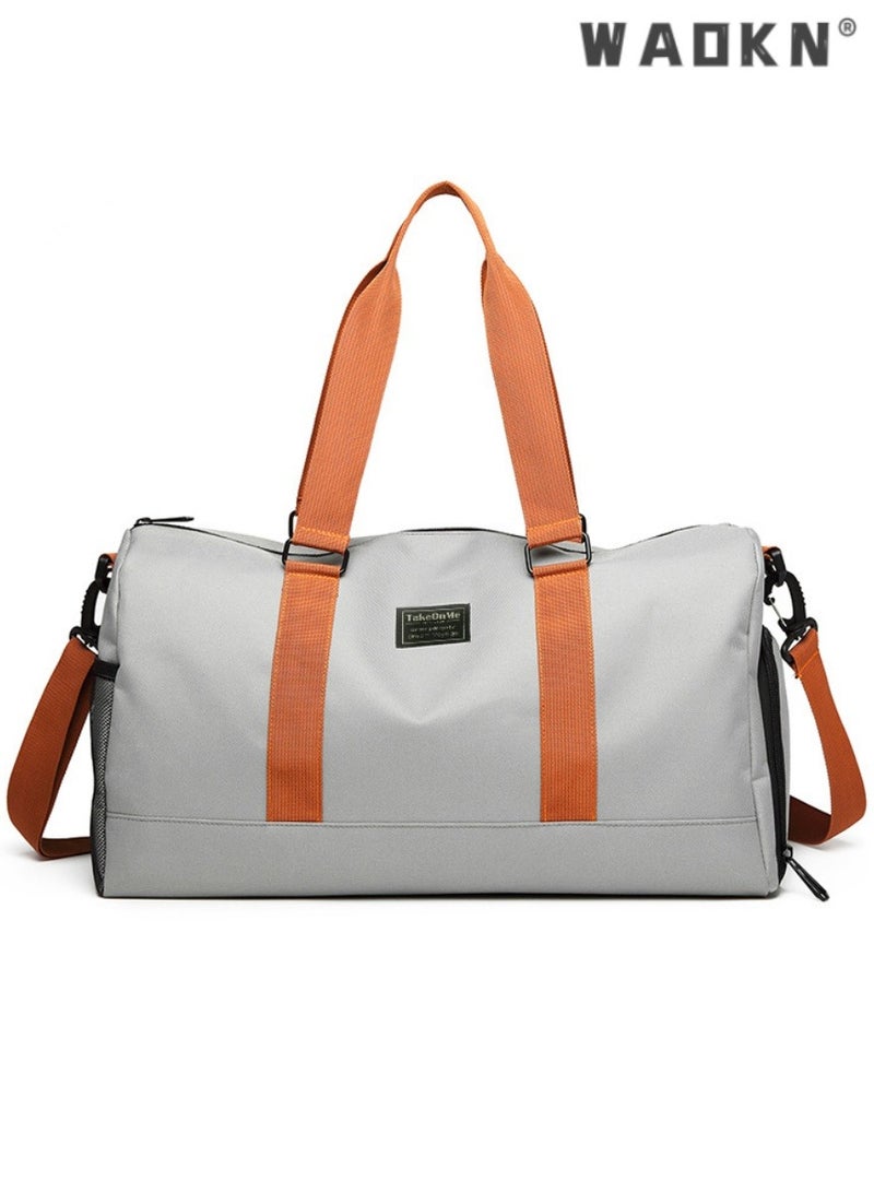 WAOKN Travel Large Capacity Duffel Tote Bag for Women Men,Foldable Portable Expandable Moving Bag,Fashion Sports Fitness Gym Yoga Luggage Crossbody Handbag,Portable Independent Shoe Compartment Yoga Bag  - Image 1