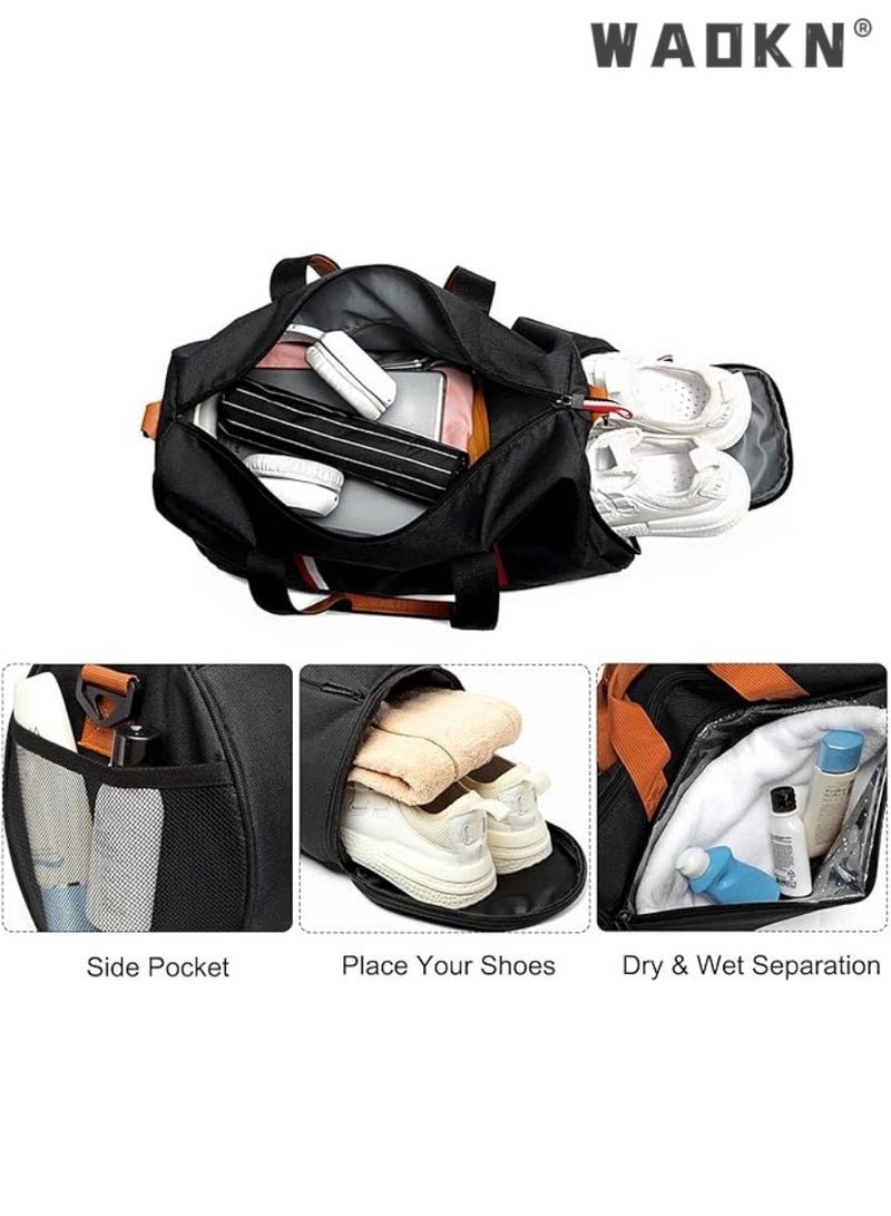 WAOKN Travel Large Capacity Duffel Tote Bag for Women Men,Foldable Portable Expandable Moving Bag,Fashion Sports Fitness Gym Yoga Luggage Crossbody Handbag,Portable Independent Shoe Compartment Yoga Bag  - Image 5