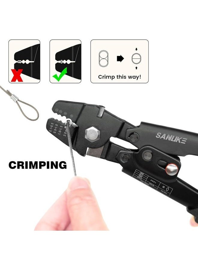 Sanuke Wire Rope Crimping Tool for 3/64 1/16 5/64 inch Aluminum Crimping Loop Sleeves Kit with 160pcs Aluminum Crimping Loop Sleeve and 10pcs Stainless Steel Thimble - Image 5