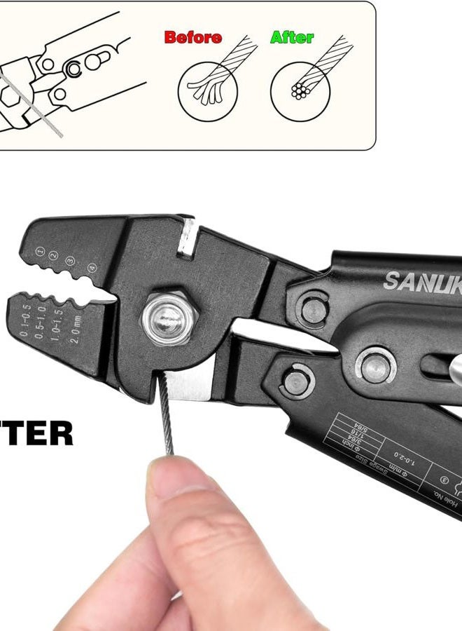 Sanuke Wire Rope Crimping Tool for 3/64 1/16 5/64 inch Aluminum Crimping Loop Sleeves Kit with 160pcs Aluminum Crimping Loop Sleeve and 10pcs Stainless Steel Thimble - Image 4