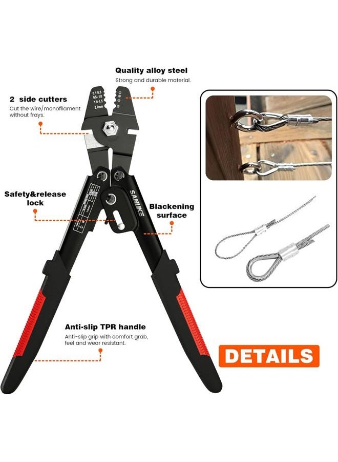 Sanuke Wire Rope Crimping Tool for 3/64 1/16 5/64 inch Aluminum Crimping Loop Sleeves Kit with 160pcs Aluminum Crimping Loop Sleeve and 10pcs Stainless Steel Thimble - Image 3
