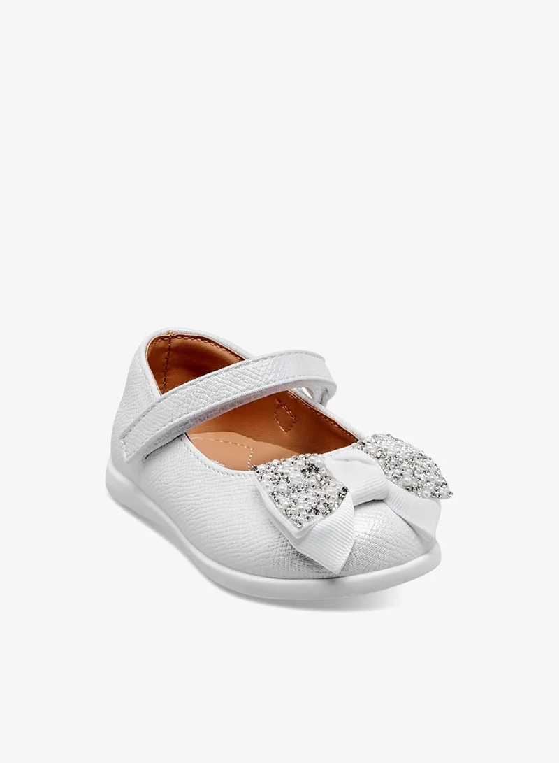 Barefeet Girls Bow Embellished Mary Jane Shoes with Hook and Loop Closure Ramadan Collection