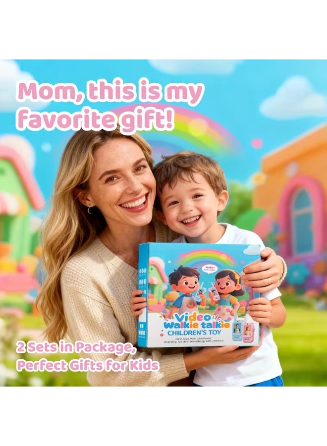 بلو فاير أجهزة لاسلكية مرئية للأطفال مع محادثة فيديو وجهاً لوجه – طقم جهازين قابلة للشحن مع شاشة LCD وكاميرا أمامية، بدون شريحة SIM وبدون WiFi، تعمل بتردد 20–40 ميجاهرتز، ألعاب تواصل تعليمية للداخل والخارج، مناسبة للأولاد والبنات من عمر 3 إلى 12 سنة، باللونين الأزرق والوردي، قابلة للشحن عبر USB، مصنوعة من بلاستيك ABS المتين، هدية مثالية لأعياد الميلاد والمناسبات - Image 2