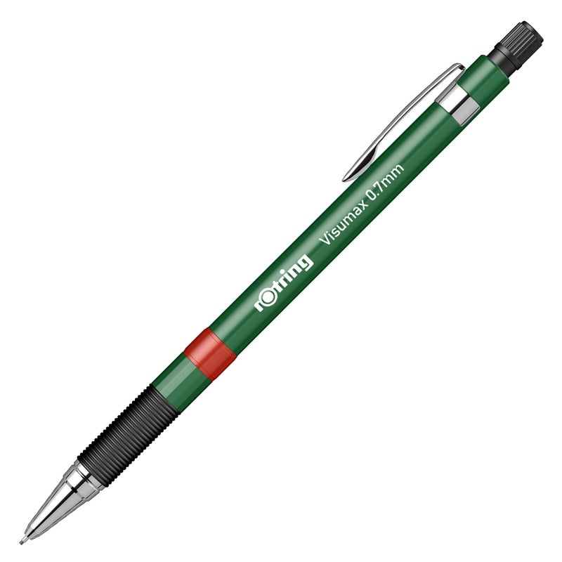 Rotring Visumax 07mm Mechanical Lead Pencil Lightweight ABS Plastic Dark Green Body Eraser Included at Top - Image 1