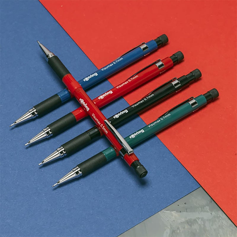Rotring Visumax 07mm Mechanical Lead Pencil Lightweight ABS Plastic Dark Green Body Eraser Included at Top - Image 5