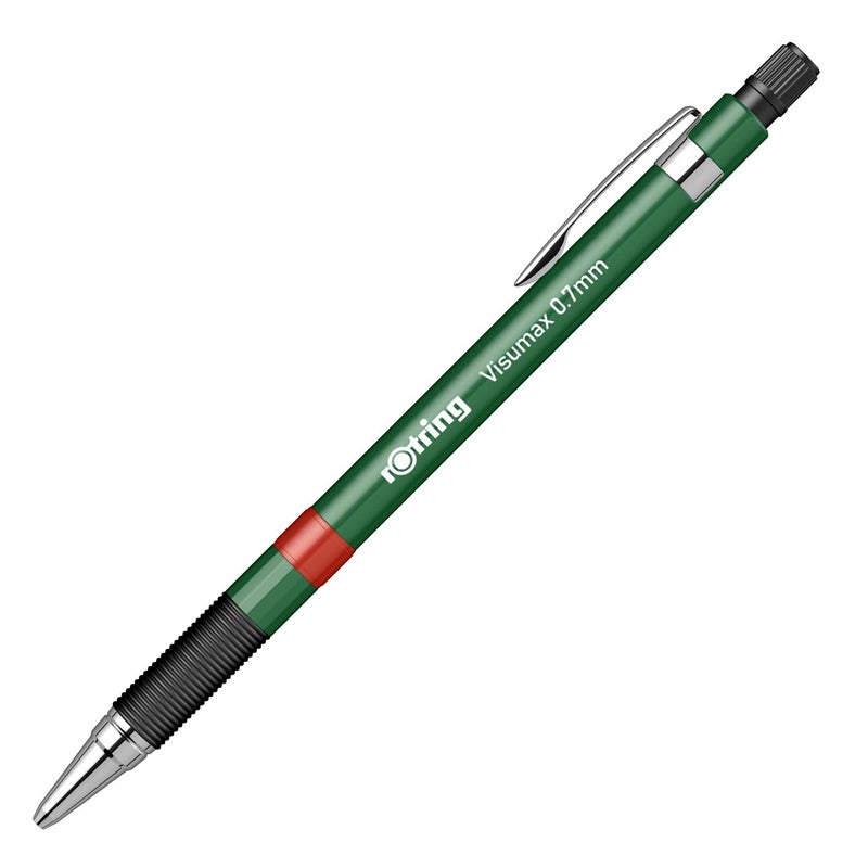 Rotring Visumax 07mm Mechanical Lead Pencil Lightweight ABS Plastic Dark Green Body Eraser Included at Top - Image 4