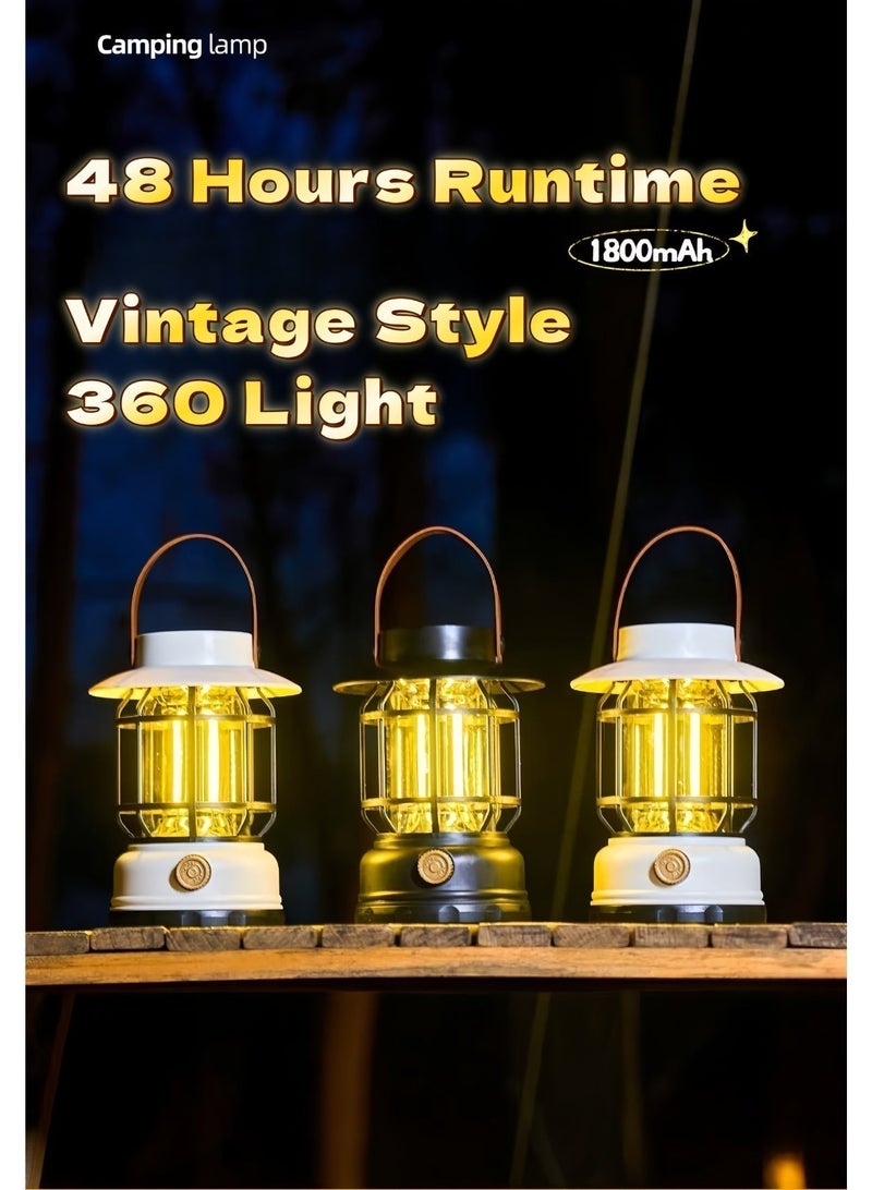 Camp Lantern，Vintage Style， Rechargeable & Solar-Powered, Black - Image 3