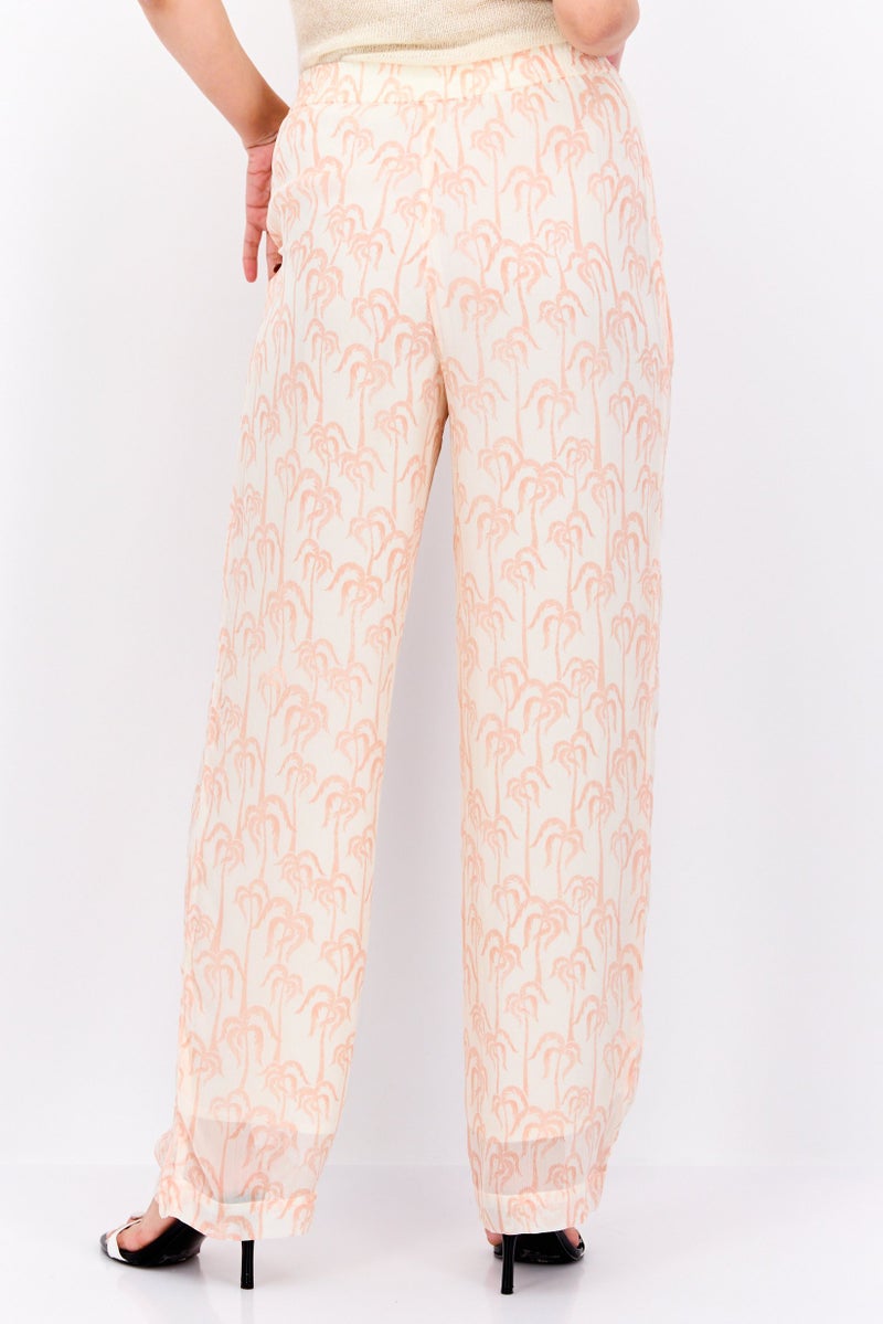 Scotch & Soda Women Slim Fit Wide Leg Plain Pants, Pink Combo  - Image 3