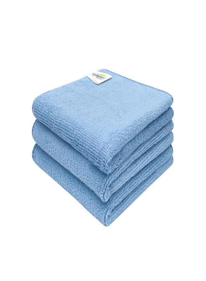 SOFTSPUN Microfiber Baby Hand & Face Wipes 30x30 Cms, 3 Piece Towel Set, 340 GSM (Sky Blue) Super Soft & Silky for Hand, Face and Body - Hypoallergenic Sensitive Skin Wipes & Washcloths. - Image 1