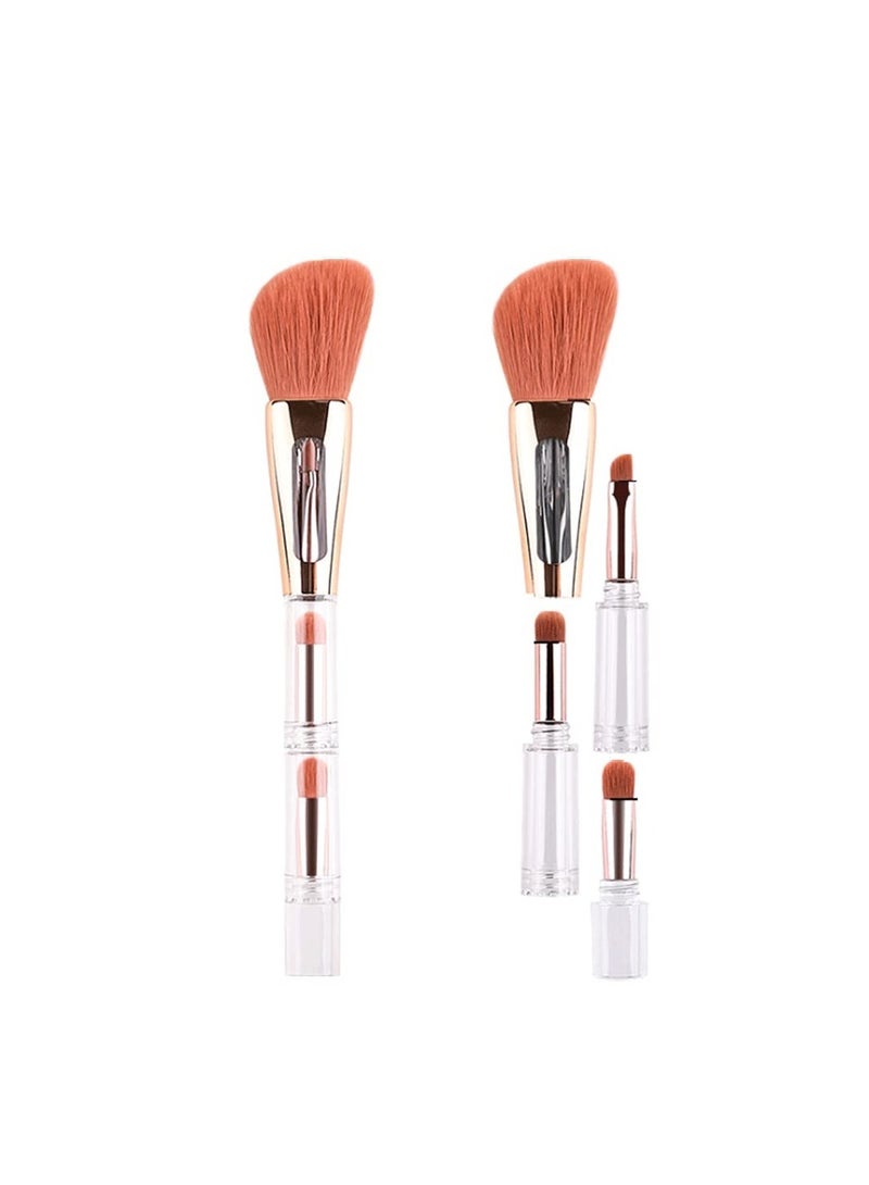 Excefore 4 in 1 Premium Synthetic Hair Contour Angled Brow Blending Eye Shadow Brush, Portable Multi Functional Makeup Brush Set, Suitable for Makeup Tool for Girls - Image 1