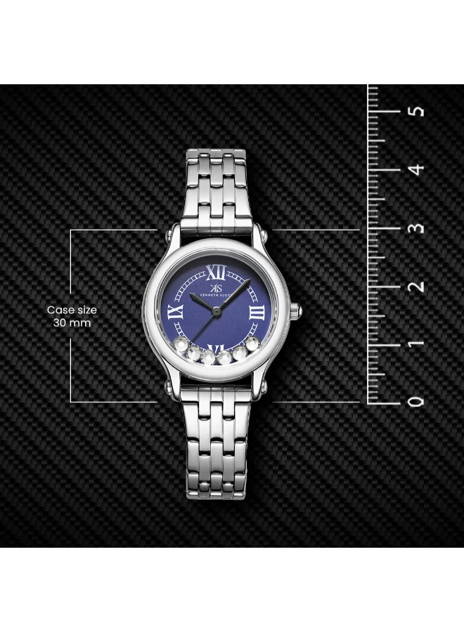 Kenneth Scott Blue Women's Stainless Steel Analog Watch K25510-SBSN - 30 mm for Women | Best Price UAE