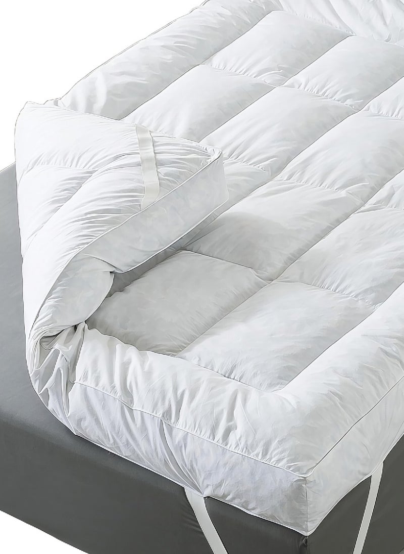 REDTOMMY Mattress Topper Comfortable Cotton Fabric With Microfiber Filling Box Stiched Design 10cm Thick 140x200cm - Image 1